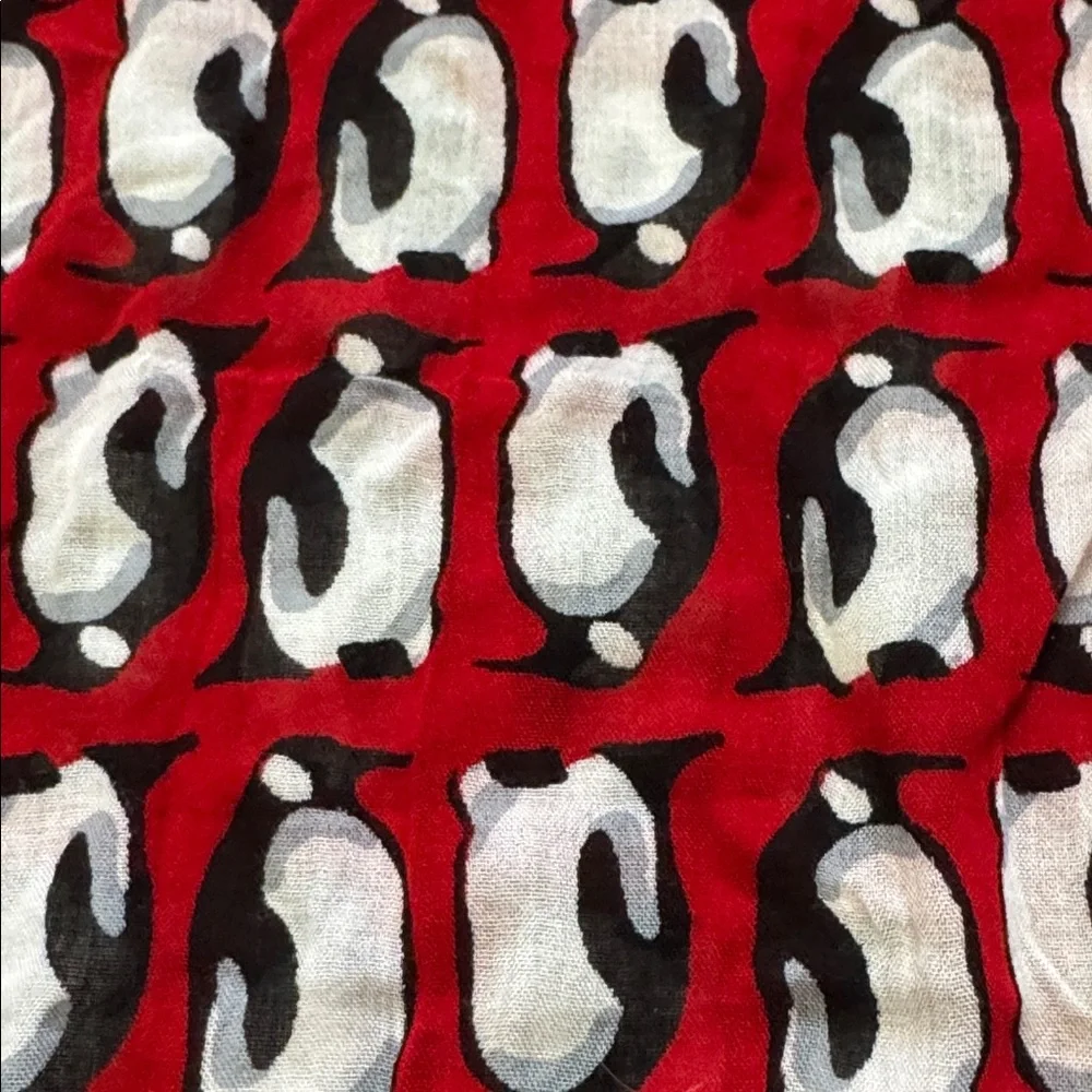 Vera Bradley Red Penguin Print Lightweight Wrap Scarf